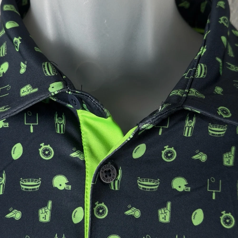 Antigua Seattle Seahawks Navy Green Team Graphic Polo Shirt - Picture 5 of 8